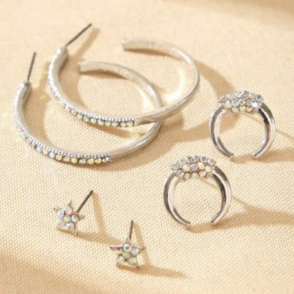 Iridescent Rhinestone Earring Set - Picture 2 of 5